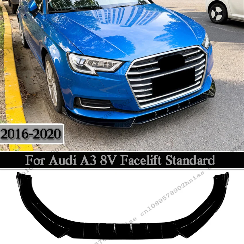 Front Bumper Lip Splitter For Audi A3 8V Facelift Standard 2016 2017 2018 2019 2020 Gloss Black Front Diffuser Car Accessories