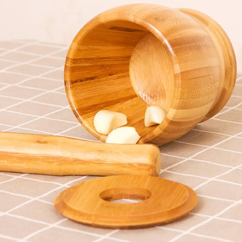 Pelador de Chile Tailandés de Madera Real, Triturador de Ajo, Utensilio de Cocina para Moler Especias y Verduras, Utensilio de Cocina para Uso Doméstico