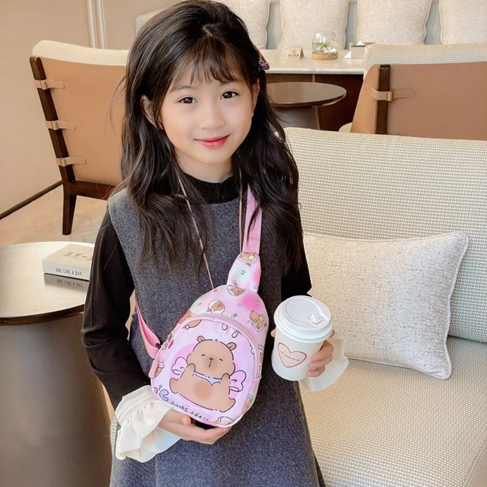 

Multifunctional Nylon Capybara Chest Bag Portable Casual Cartoon Shoulder Bag Large Capcity Kids Crossbody Bag Children