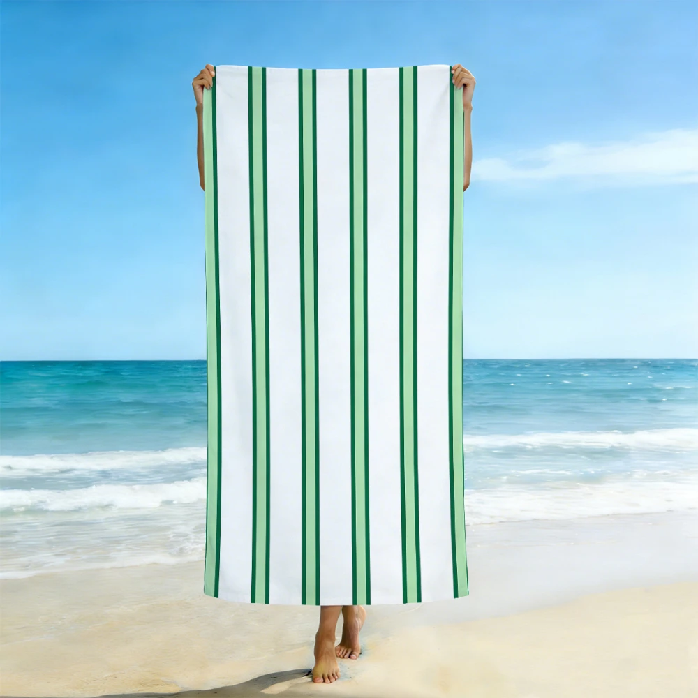 Purple White Double Line Vertical Stripe Beach Towel Multiple Sizes For Women Summer Vacation Seaside Quick Dry Towel
