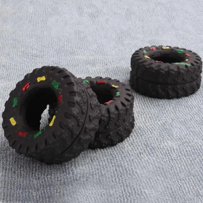 Anti Stress Dog Toys For Small Dog Puppy Pet Chew Squeaky Rubber Toys Tire Shape Pet Supplies