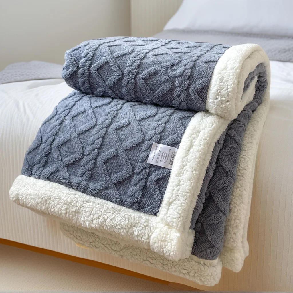 Comfort Double Layer Taffeta Fleece Blanket Sherpa Throw Blanket Soft Warm Sofa Bed Office Nap Blanket Gift for Women