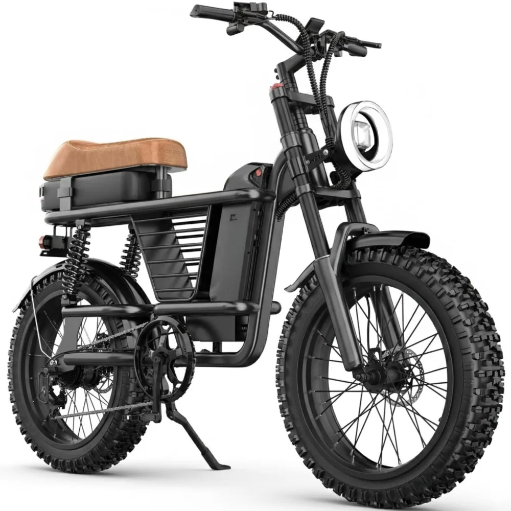 

Электровелосипед для взрослых 1500 Вт (пиковая мощность), с толстыми шинами 20" x 4.0, профессиональной средней подвеской, аккумулятором 48В 15.6Ач, скорость до 28 миль/ч, настраиваемый под заказ