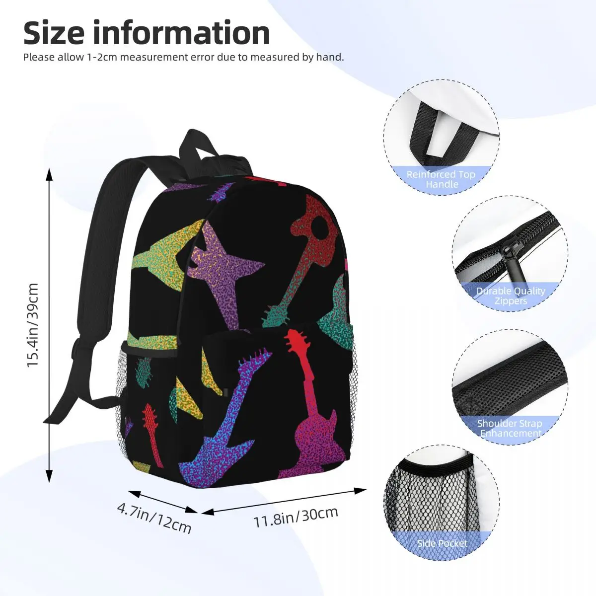 Guitars Backpacks Boys Girls Bookbag Fashion Children School Bags Travel Rucksack Shoulder Bag Large Capacity