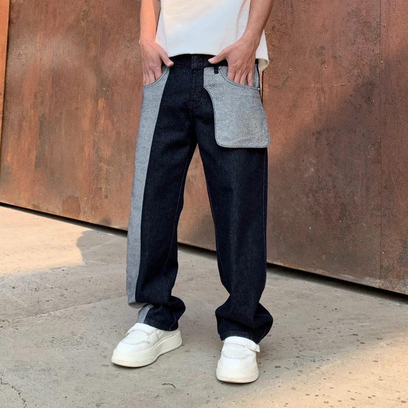 

new fashion baggy all-match straight leg dark blue wash jeans