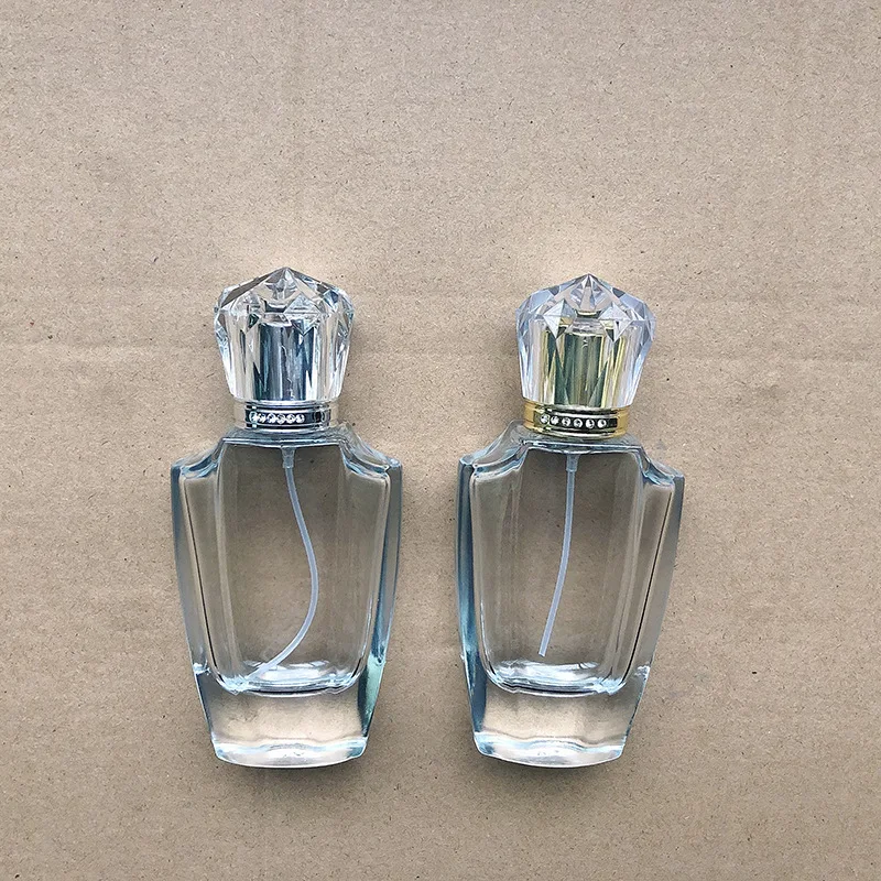 50ML Luxury Glass Perfume Bottles Unique Design Gold Silver Crown Cap Women Travel Fragrance Atomizer Perfume Spray Bottle 5pcs