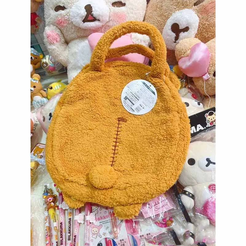 Miniso Kawaii Handbag Rilakkuma Anime Cartoon San-X Kuma Cute Bear Girl High-Capacity Storage Plush Bag Gift Christmas Y2K Gifts