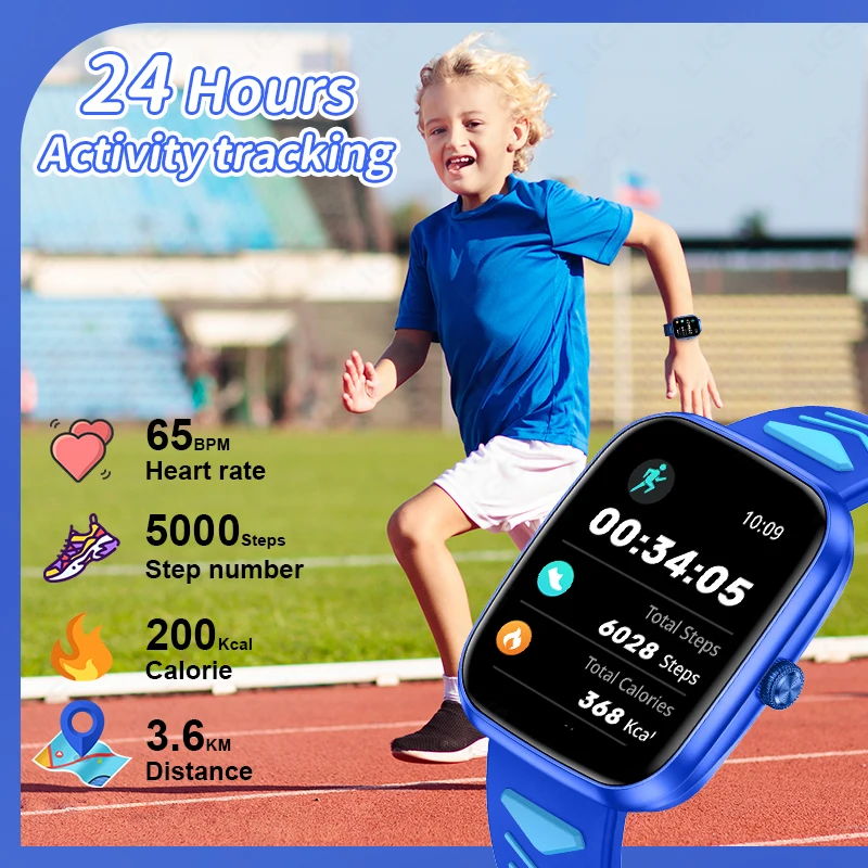 LIGE 2025 ساعة ذكية للأطفال HD شاشة تعمل باللمس ألعاب Smartwatch ساعة موسيقى صبي فتاة هدية الأطفال ساعة ذكية لنظام IOS أندرويد