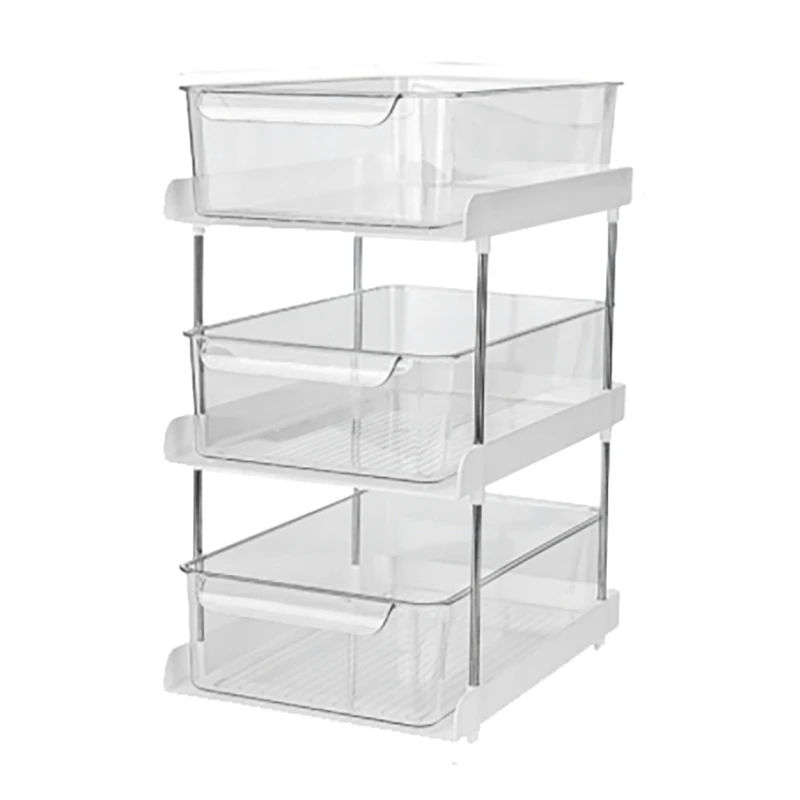 

3 Tier Organizer With Clear Drawer Bins Great For Under Kitchen Sink Organizing And Bathroom Cabinet Storage Organizer