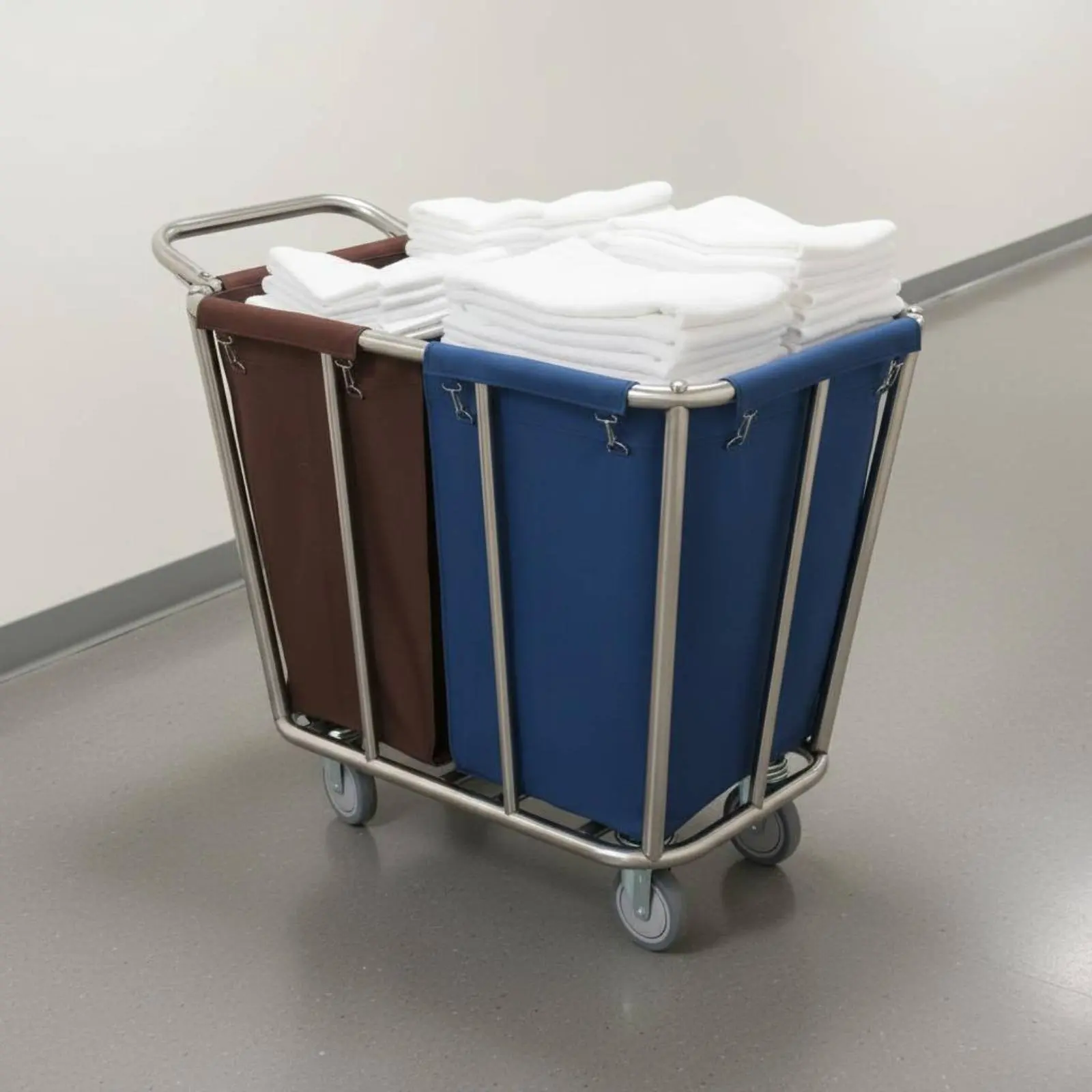 Picture 5: Hotel Linen Cart Large Capacity Stainless Steel Laundry Trolley Rolling Laundry Hamper Easy to Clean for Hospital, Laundromat