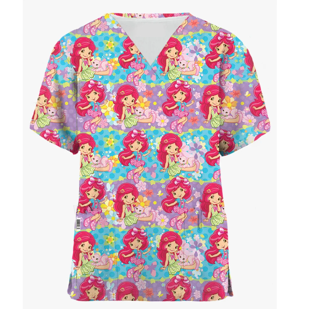 

Miniso Disney Princess Print Scrub Tops Women Dentist Working Uniform Nurse Scrub Uniformes Medicos Para Mujer Tooth Hospital