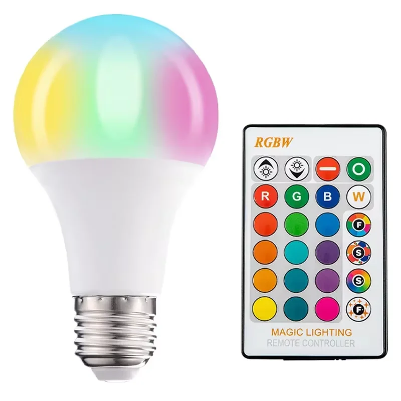 RGB LED Bulbs With Light Switch 220V RGBW E27 7W/15W/20W Remote Control Colorful Spotlights For Home Living Room Decorative Lamp