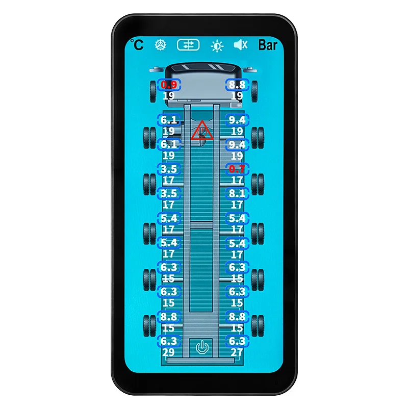 Truck trailer tire pressure monitor, internal and external, high precision, large screen
