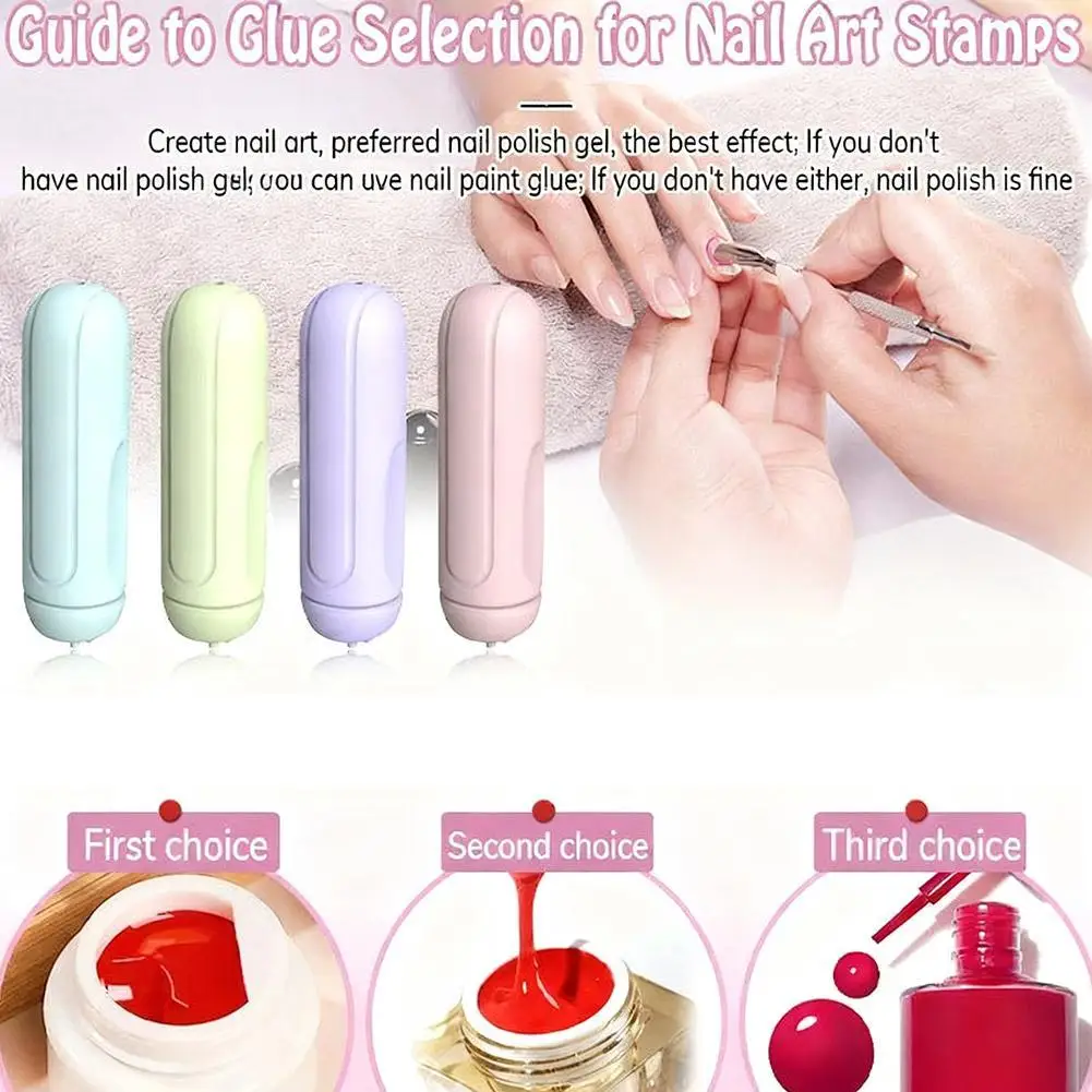 

New Silicone Nail Art Stamping Kit French Design For Manicure Plate Stamp Polish Seal Two Side Stamper Scraper Tool