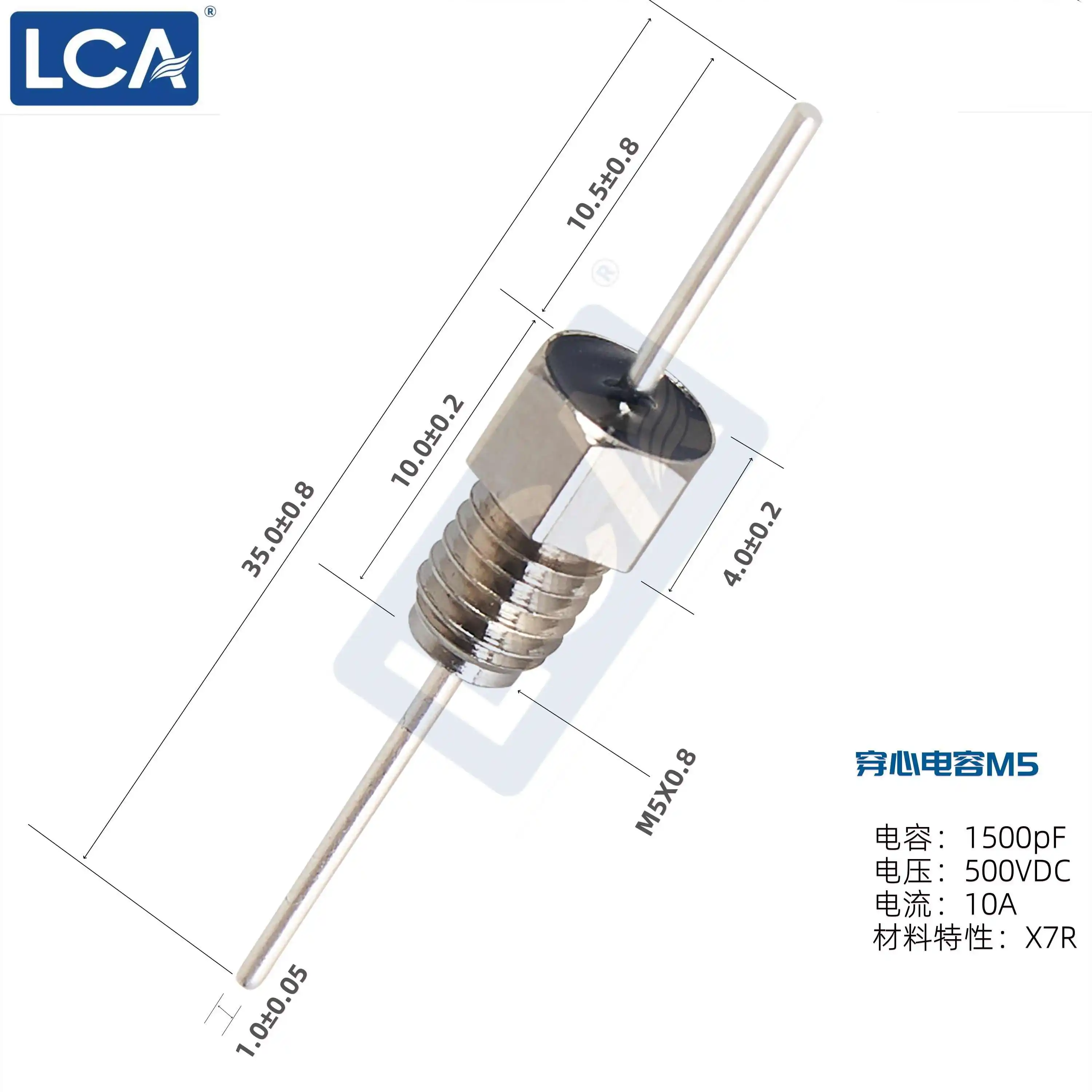 10/100pcs Instrumentation - Core feed-through capacitors M5-152/1500PF/500V for sensors