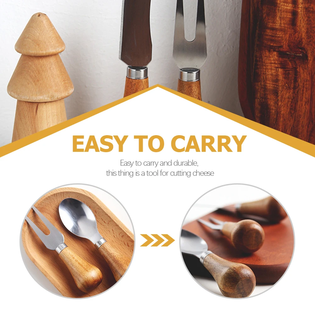 

1Set Cheese Cutters Stainless Steel Wood Portable Kitchen Tools Cheese Spreader Butter Slicer Charcuterie Utensils