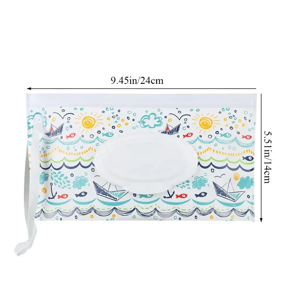 EVA Baby Wet Wipe Pouch  Cute Snap-Strap Reusable Wet Wipes Bag Flip Cover Tissue Box Refillable Wet Wipe Bag Useful Tissue Box