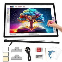 Wireless A3 LED Light Pad with 3000mAh Rechargeable Battery, 3 Colors Stepless Dimmable and 6 Brightness Levels Adjustment Light