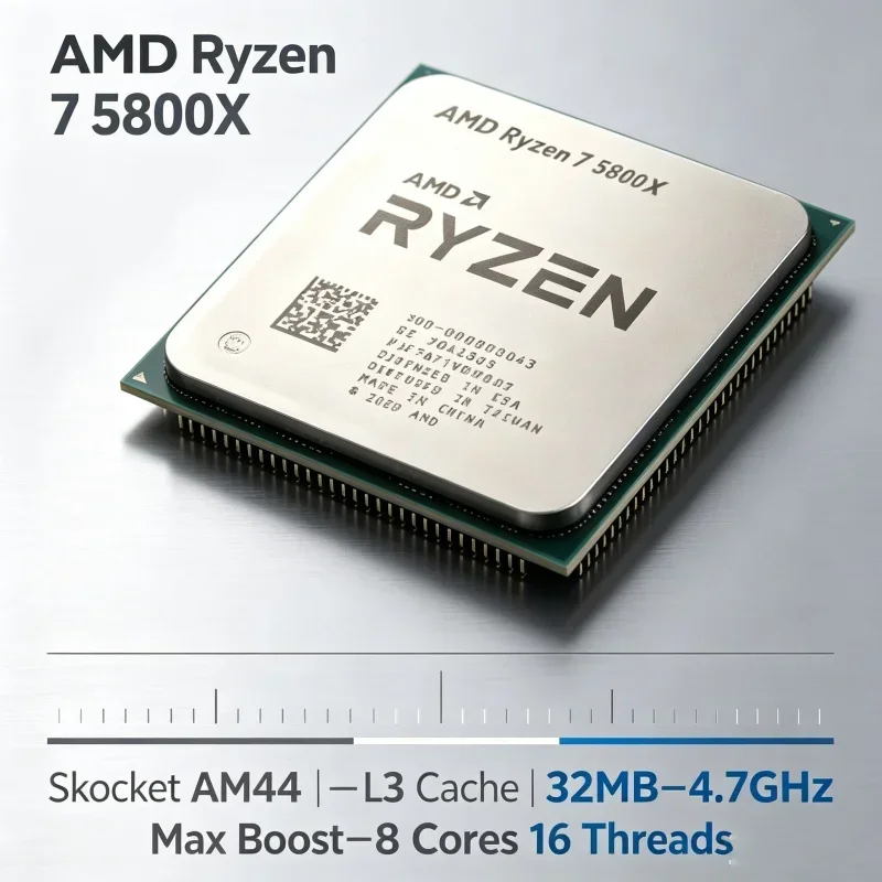 AMD R7 5800X 3.8GHz 8C16T Desktop Processor 7NM Zen3 L3=32M 100-000000063 Socket AM4 CPU for Rendering & Multi-task Work