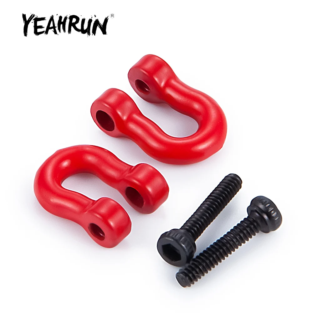 YEAHRUN 2Pcs 1/18 Metal Trailer Hook Hitch Tow Shackle for TRX-4M Bronco Defender 1/18 RC Crawler Car Model Parts Accessories