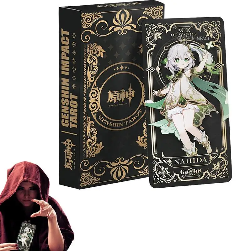 Genshin Impact Tarot Cards Cosplay Prop Anime Game Genshin Yae Miko ZhongLi Kamisato Ayaka Beelzebul 56Pcs/Box Tarot Card Gift