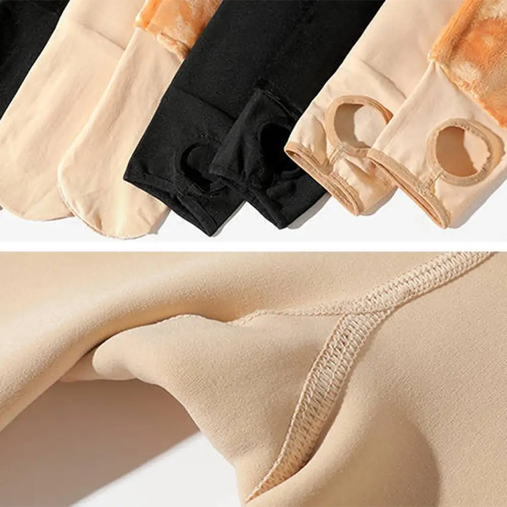 Thickened Women Leggings Elastic Waistband Pantyhose Autumn Winter Women Velvet Lining Warm Stirrup Leggings for Cold Weather