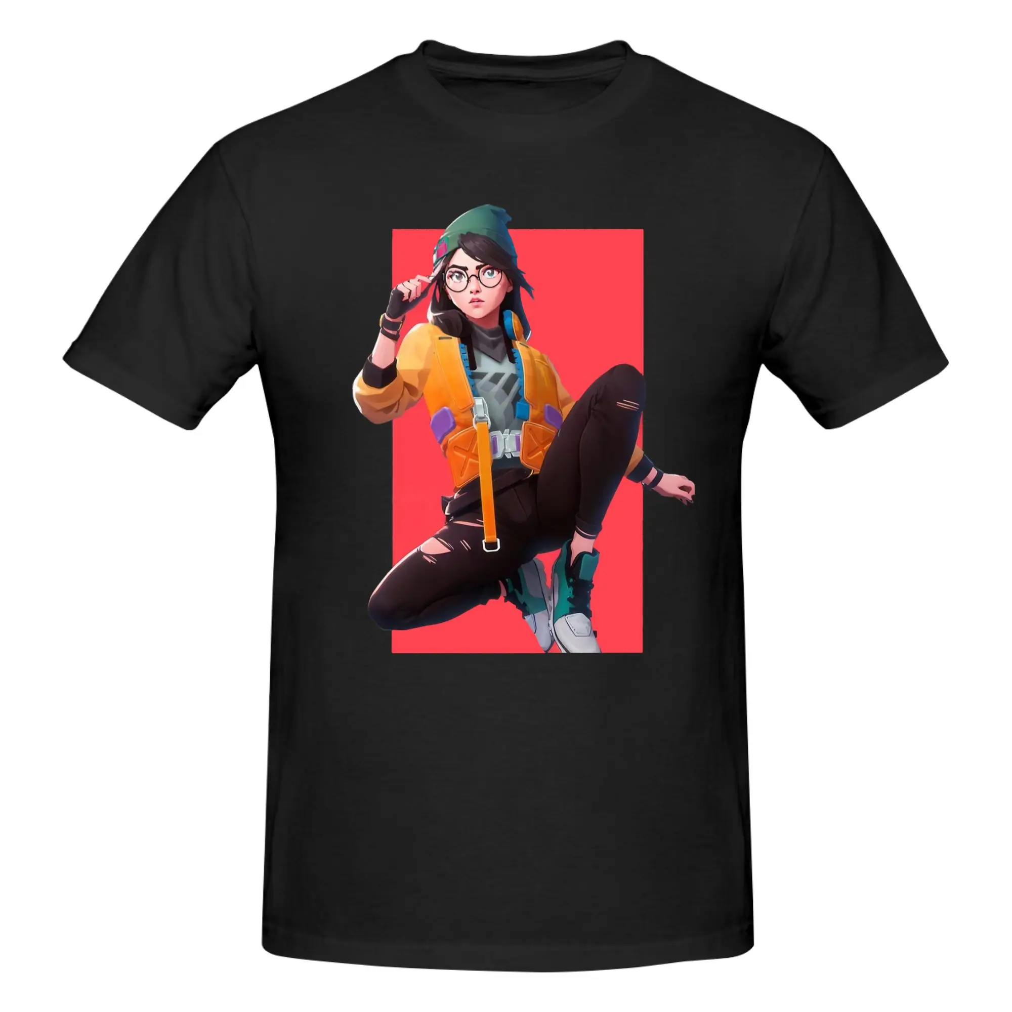 1 Piece Killjoy Funny 100% Cotton T-Shirt V-Valorant Stylized FPS Fans Tops Tees For Men