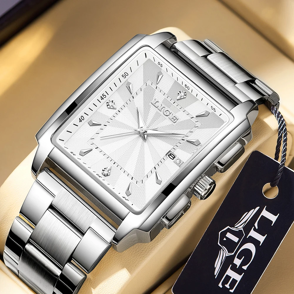LIGE Fashion New Men Watch Quartz Stainless Steel Luxury Wristwatch with Date Business Casual Watches For Men relogio masculino
