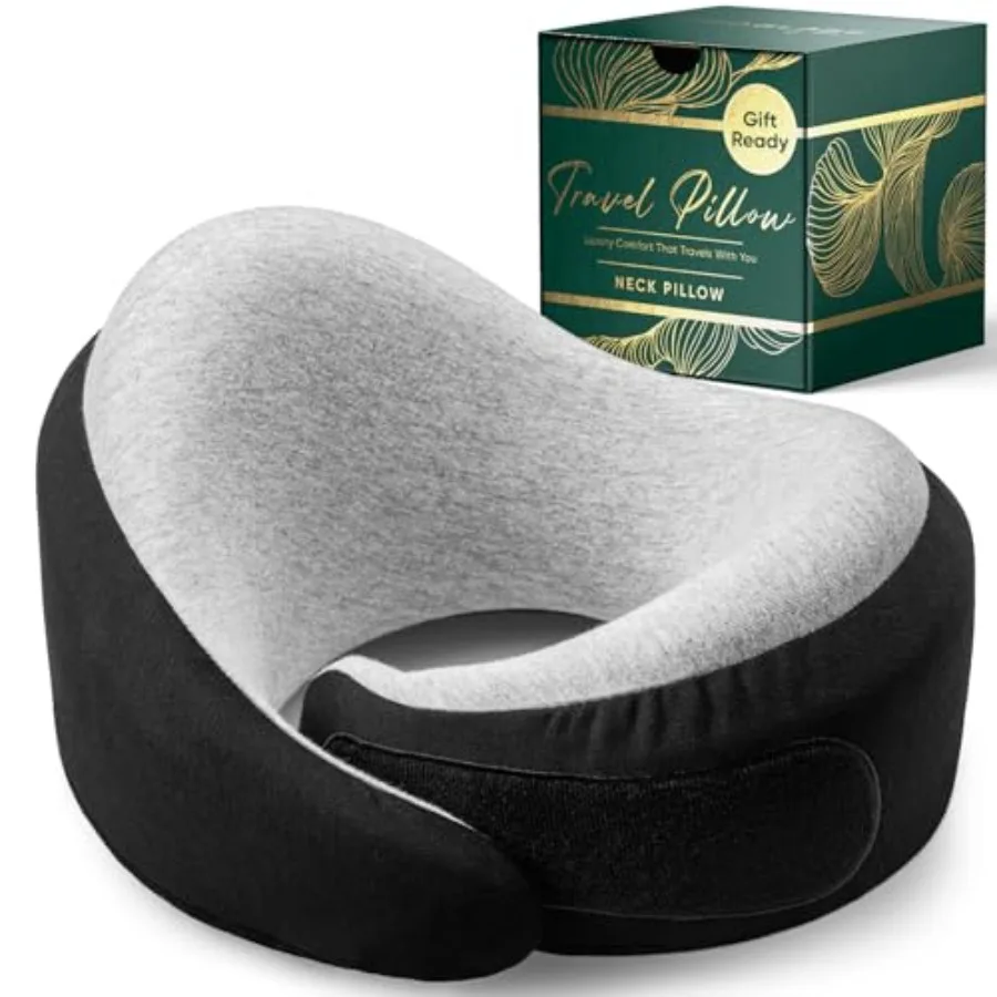 

Эргономичная дорожная подушка для шеи из пены с эффектом памяти Luxe 360 для самолетов ° Подушка для поддержки шеи с мягким упором для подбородка, чехол из органического хлопка, компактная, Co. Compact