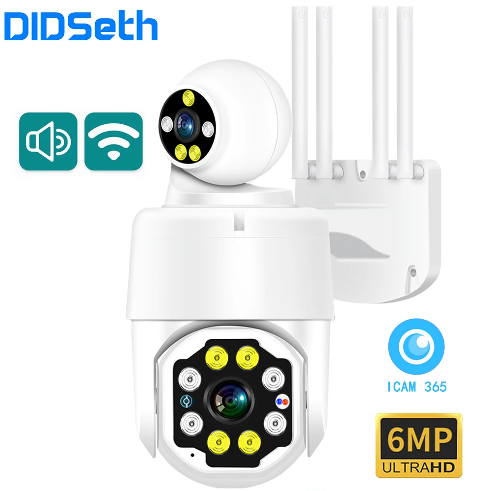 

DIDSeth 6MP Dual-Lens WIFI IP Camera Night Vision PTZ Outdoor Speed Dome Auto Tracking Outdoor IP66 Waterproof Security CCTV Cam