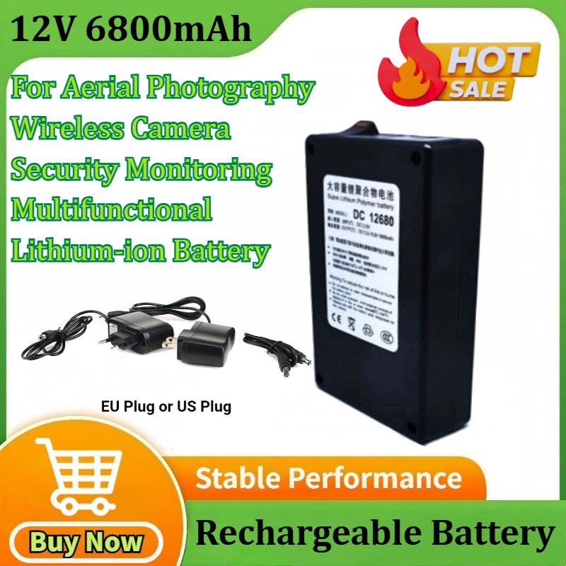 

DC 12V 6800mAh for CCTV Cam Monitor Portable Super Camera Camcorders Capacity Rechargeable Lithium-ion Battery Pack US/EU Plug