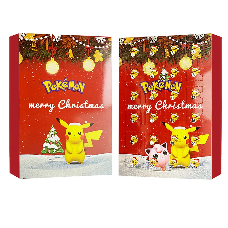 شخصيات لعبة Pokemon Kawaii Pikachu للأطفال ، صندوق فارغ ، تقويم مجيء عيد الميلاد ، أحمر ، أخضر ، أصفر ، هدية عيد الميلاد ، أولاد ، بنات ، فارغة