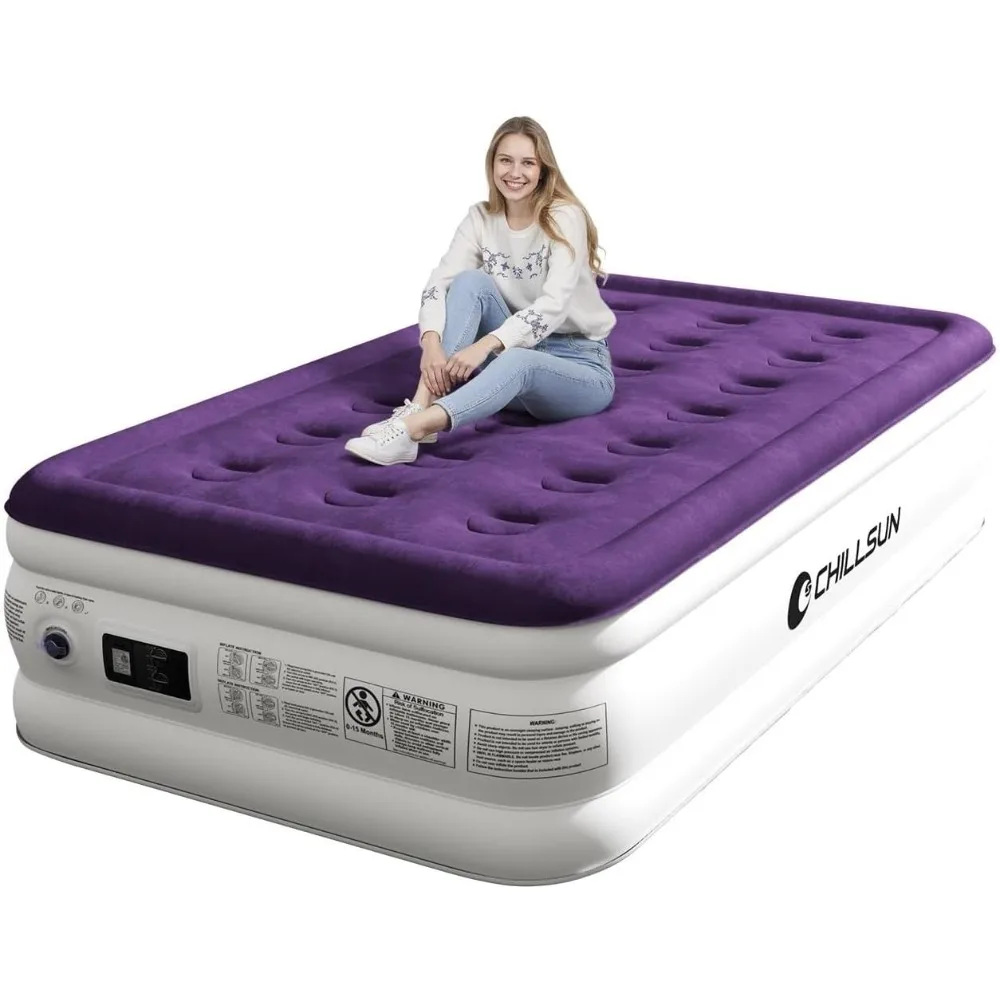 

Twin Air Mattress Inflatable Airbed with Built in Pump, 3 Mins Quick Self-Inflation, Comfortable Top Surface Blow Up Bed for Ho