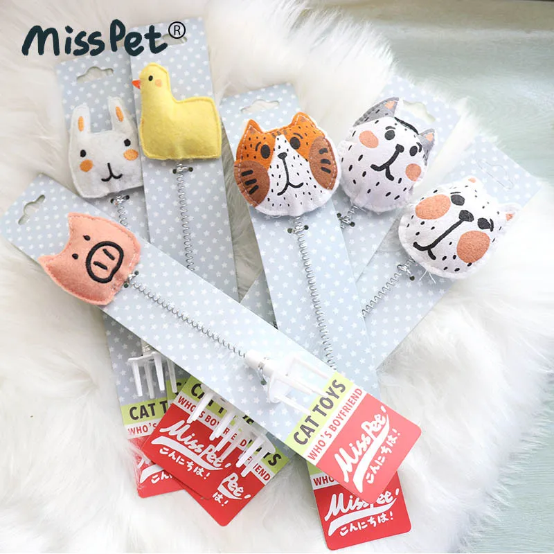 

Insertable Cat Scratching Board Catnip Teaser Spring Wand Cardboard Companion Mr. White Animal Felt Material Pet Supply