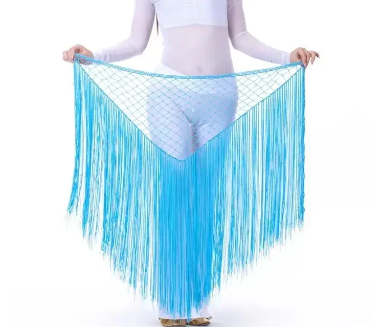 Hand Crochet Triangle Belly Dance Hip Scarf Belt for Women Performance Argentina Dance Costumes Belly Waist Chain Skirt