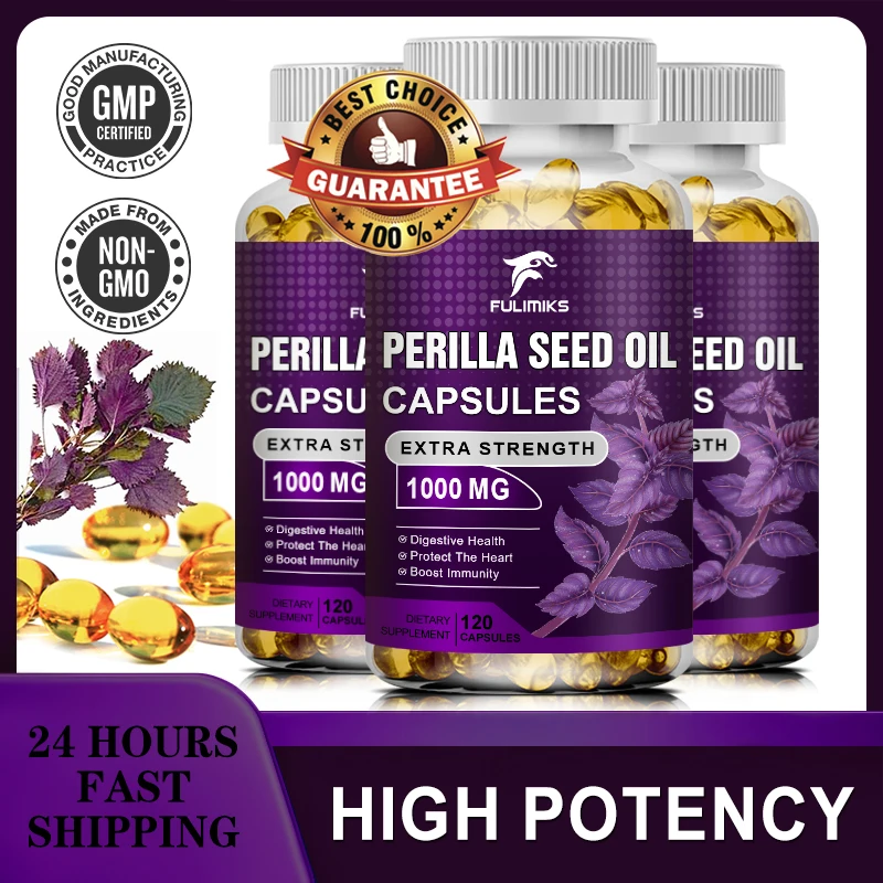 Perilla Seed Oil Capsules, Perilla Extract, Support For Healthy Modulation Of Th2 Cytokines And Mucosal Health - 120 Capsules