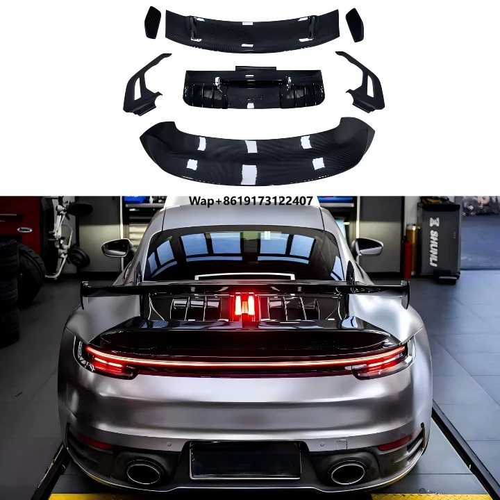 

Для Porsche 911 Carrera 992: Задний бампер-спойлер из карбона, двухслойный, из сухого карбона, с полированной отделкой, комплект обвеса, 2020- (заводская версия)