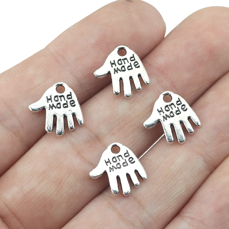 30Pieces/lot 13x12mm Hand Made Charms Antique Silver Color Zinc Alloy Handmade DIY Charms Making