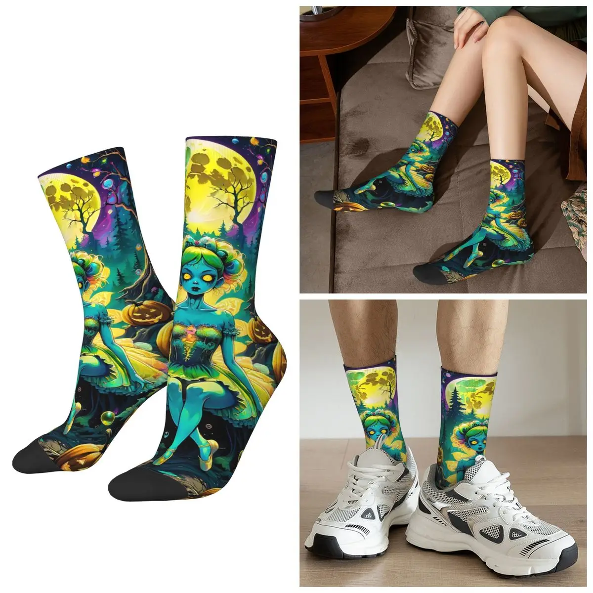 

All Seasons Ghost Fairy Theme Socks Harajuku Crew Socks Fashion Stockings for Men Women Christmas Gifts