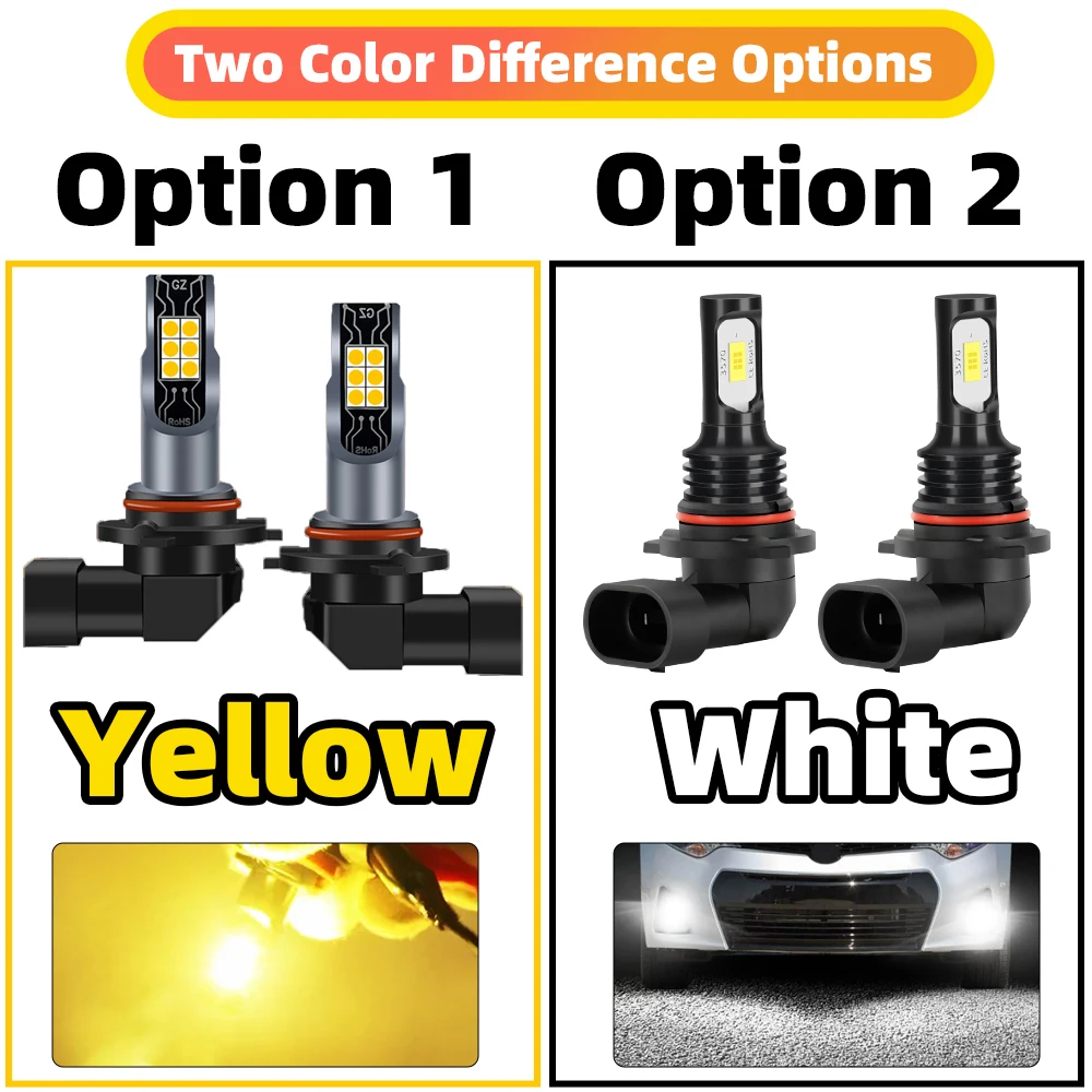 2x 3000K 6000K LED Fog Lights H11 H8 9005 HB3 9006 HB4 H3 H10 9145 9140 5202 880 881 DRL Daytime Running Lamp Bulbs White Yellow