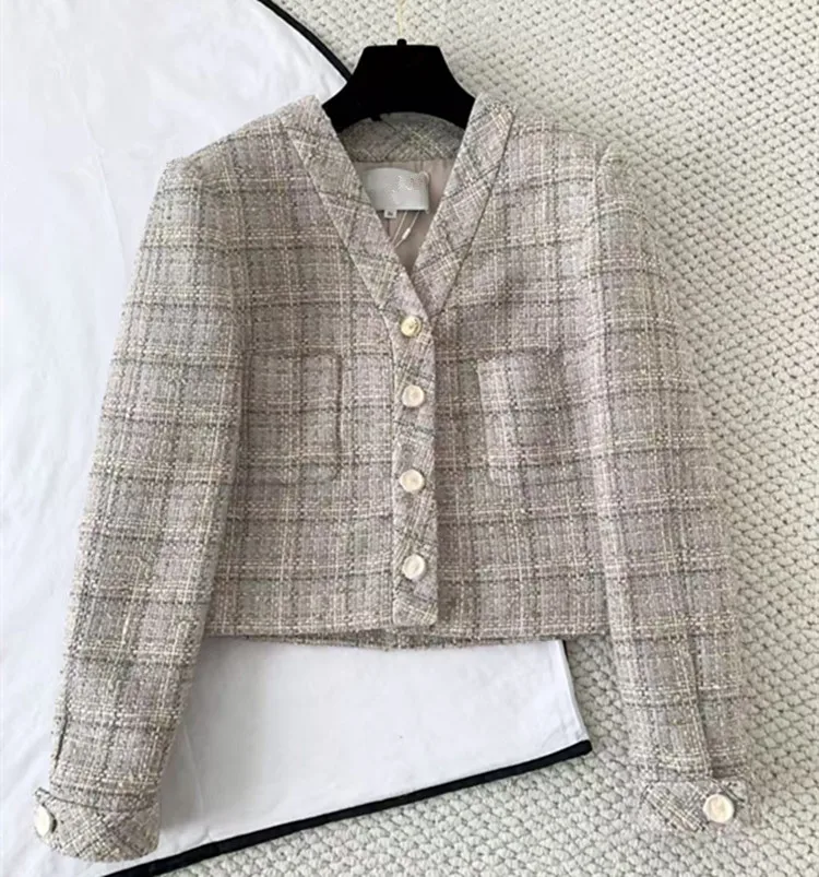 Customization European women's fashion 2026 spring new collection Long-sleeved single-button tweed coat and dress suit