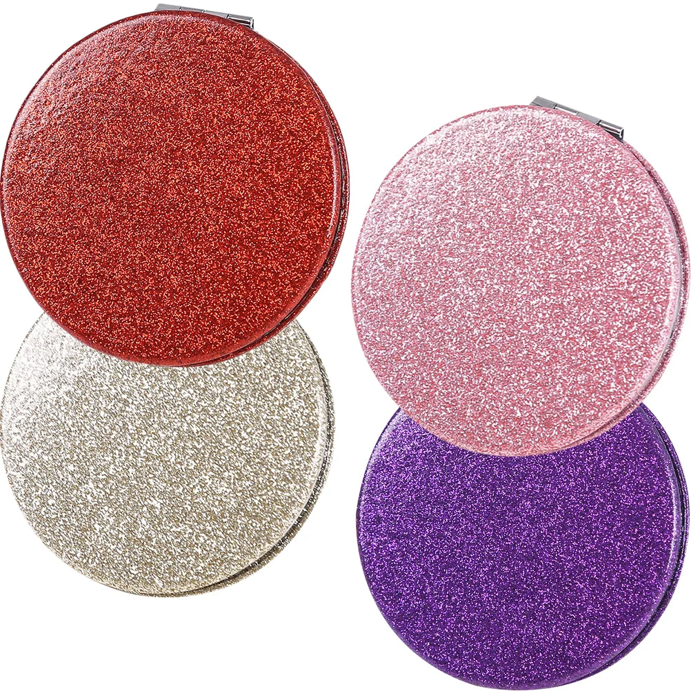 4 szt. Kompaktowe składane okrągłe lusterko podróżne dwustronne przenośne małe lusterko do makijażu do torebki na prezent mini lusterko