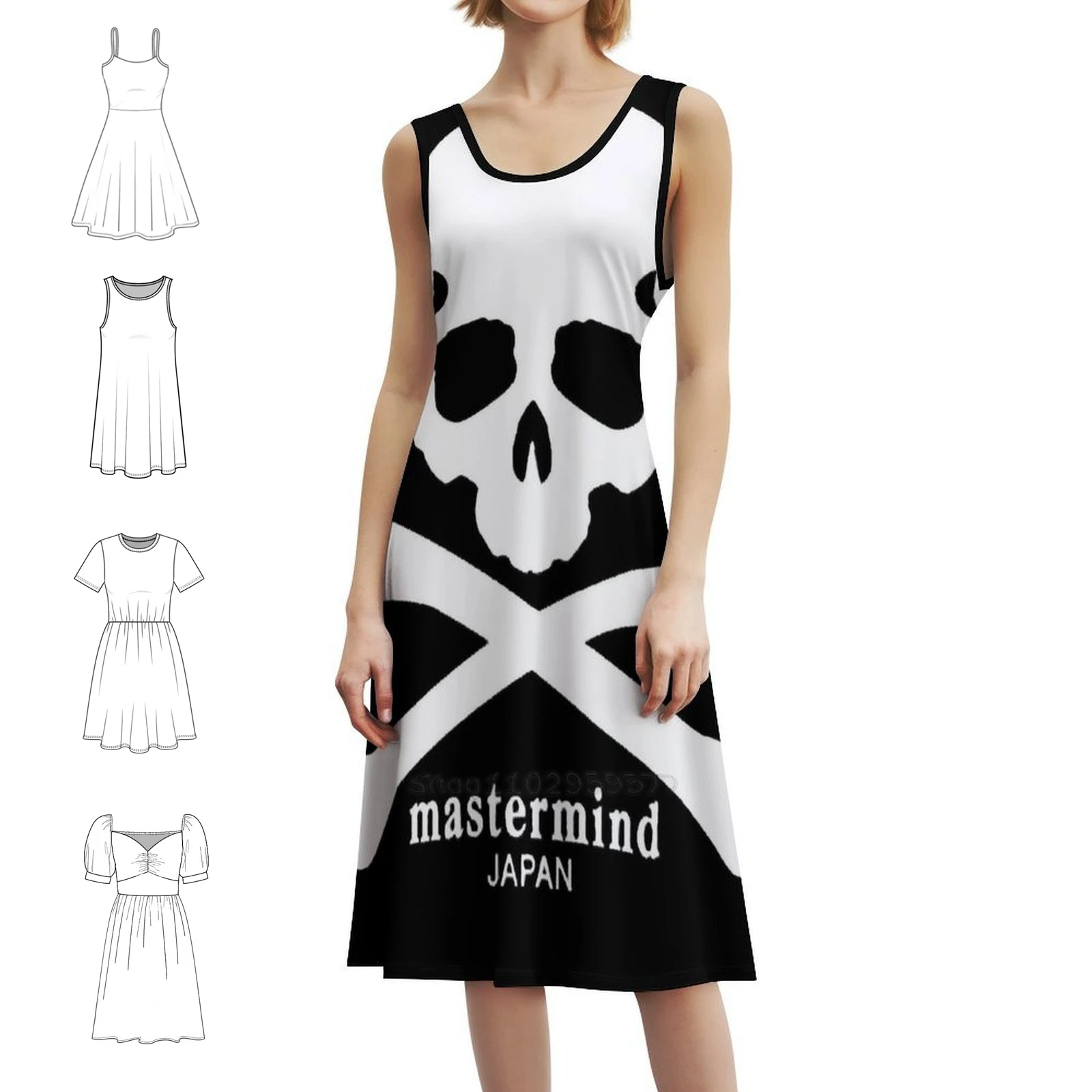 

Японское богемное платье без рукавов Mastermind для женщин, пляжные вечерние платья с принтом, японские вечерние платья Mastermind