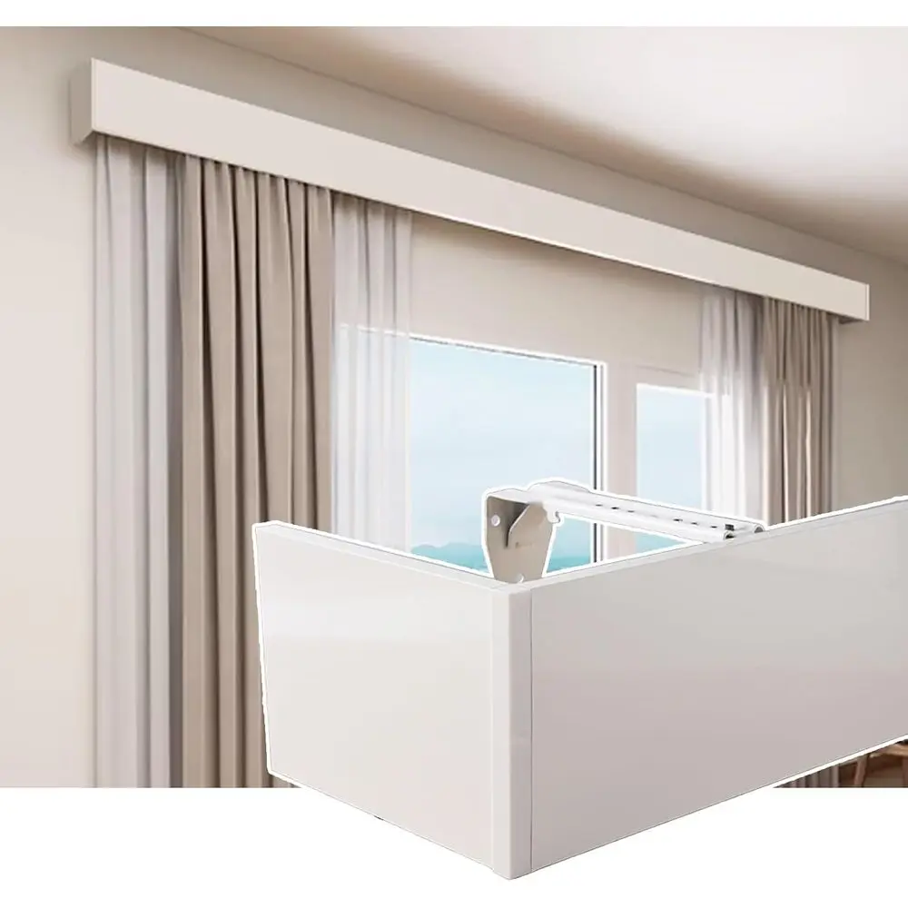 

Wall-Mounted Decorative Curtain Valance with Brackets for Living Room, No Track Needed