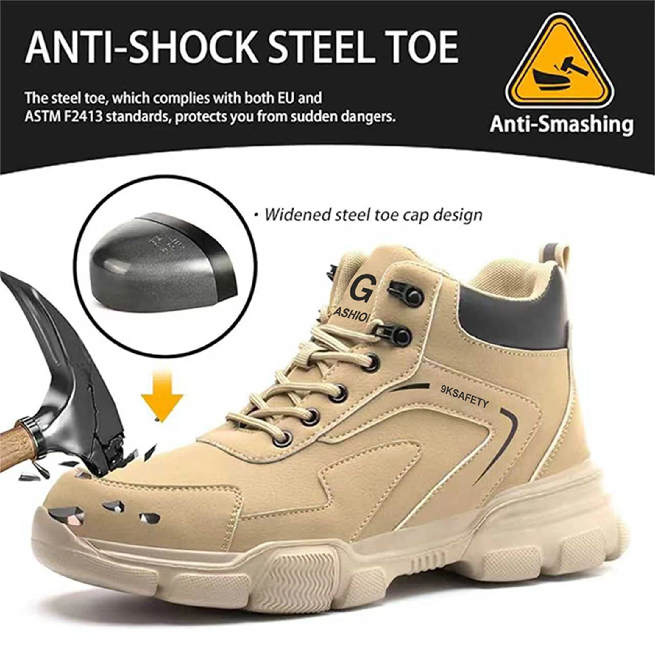 Men's Safety Shoes Men's Anti - Leather Work Factory ulasan dan harga