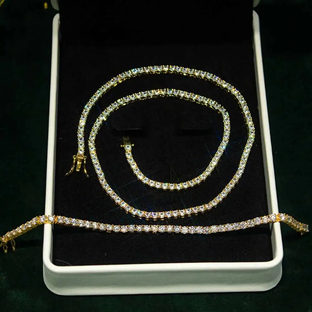 Luxury 4mm Shiny Hip Hop Jewelry Iced Out Gold Clustered Baguette Cut Vvs Moissanite Diamond Chain Tennis Bracelet.
