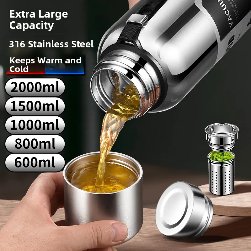 

Большая термокружка из нержавеющей стали с разделителем для чая, автомобильная, цельностальная, для мужчин