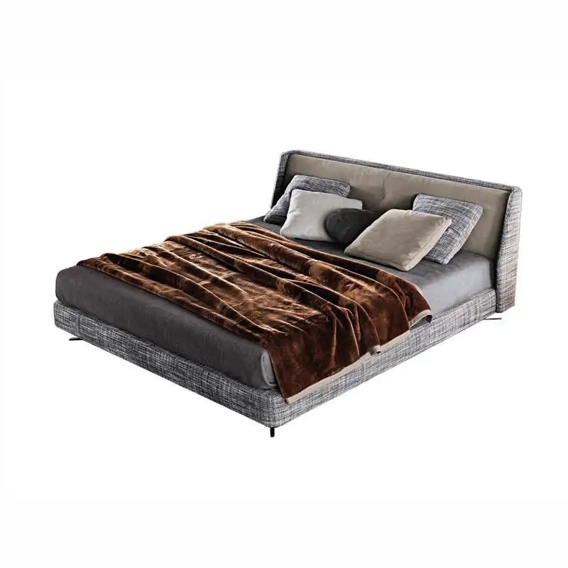 

Italian minimalist fabric bed, modern high-end, large household soft bed