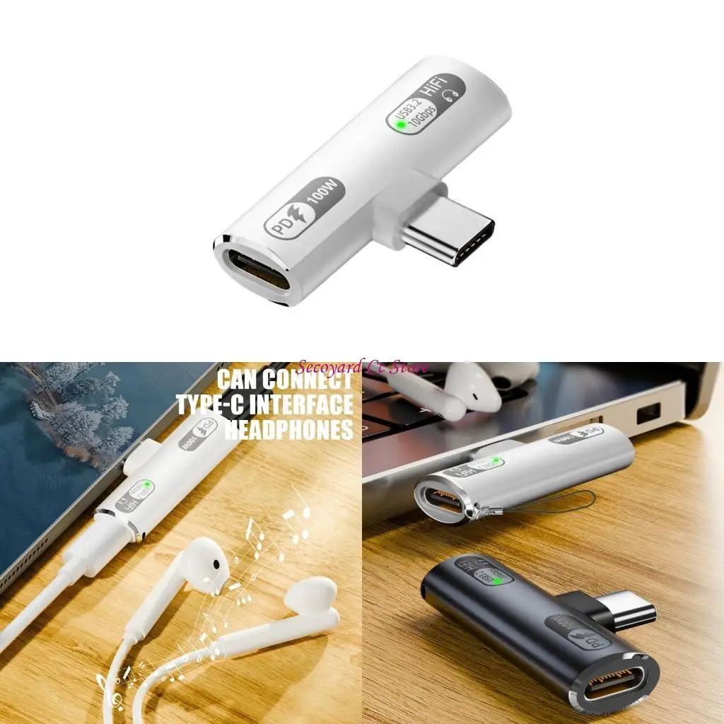 USB C to Haedsets Charger Adapter Supports High Fidelitys Audios and Quick Charging for Various Devices 10Gbps Transfer