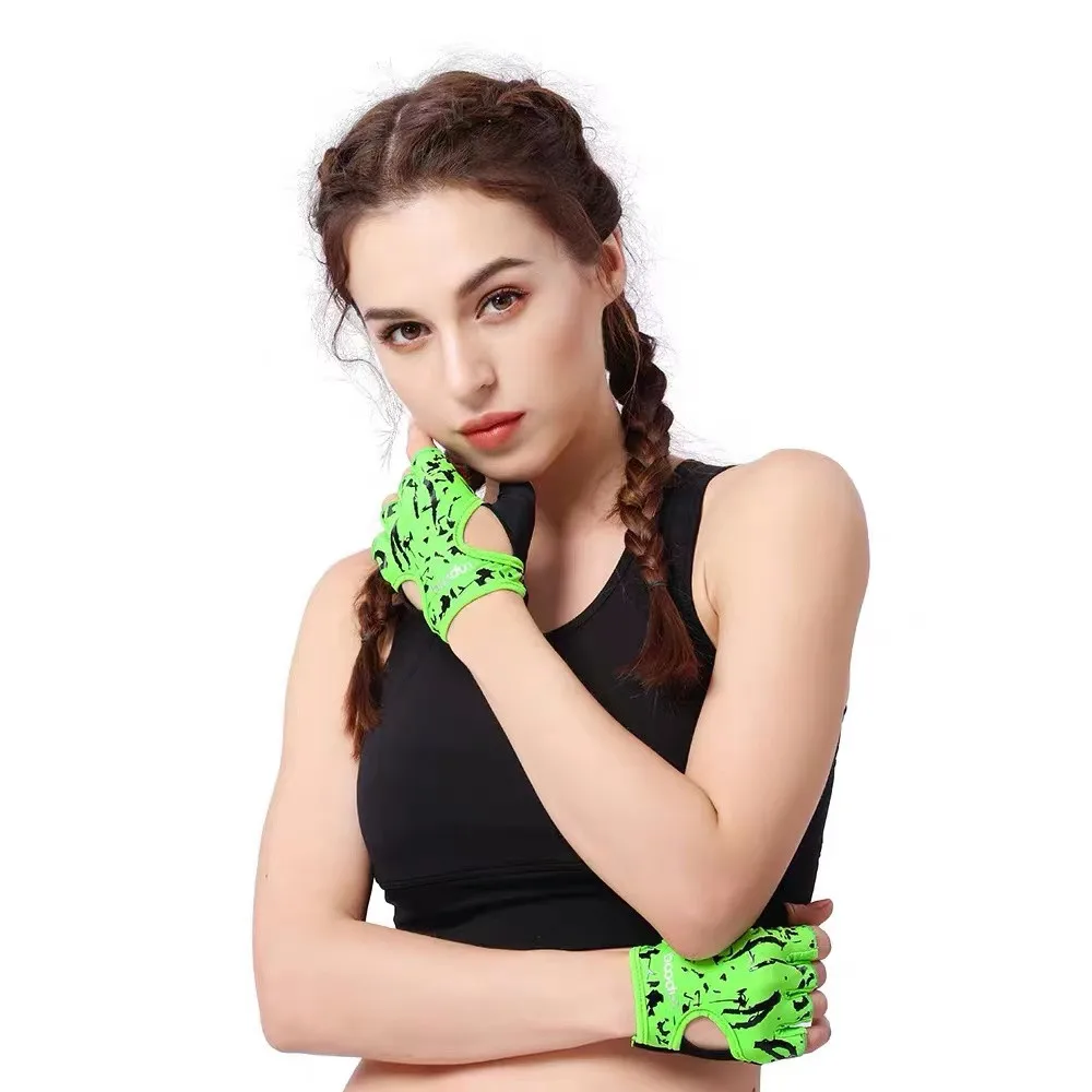 1Pair Half Finger Fitness Gloves Bodybuilding Gym Weightlifting Dumbbell Training Anti-Slip Crossfit Workout Gloves For Women